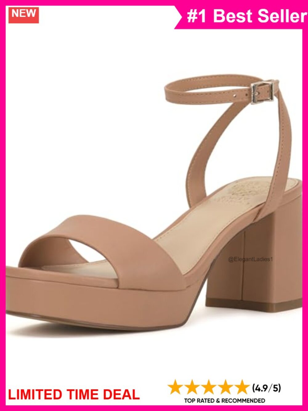 Leather Platform Sandals Block Heel Ankle Strap Open Toe Buckle